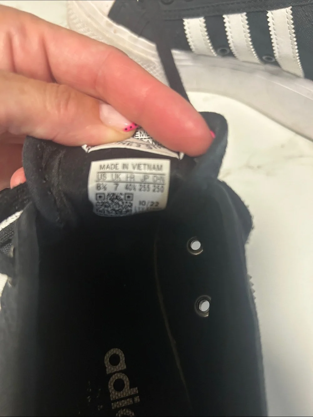 adidas Black Low-Top Canvas Sneakers with White Stripes
